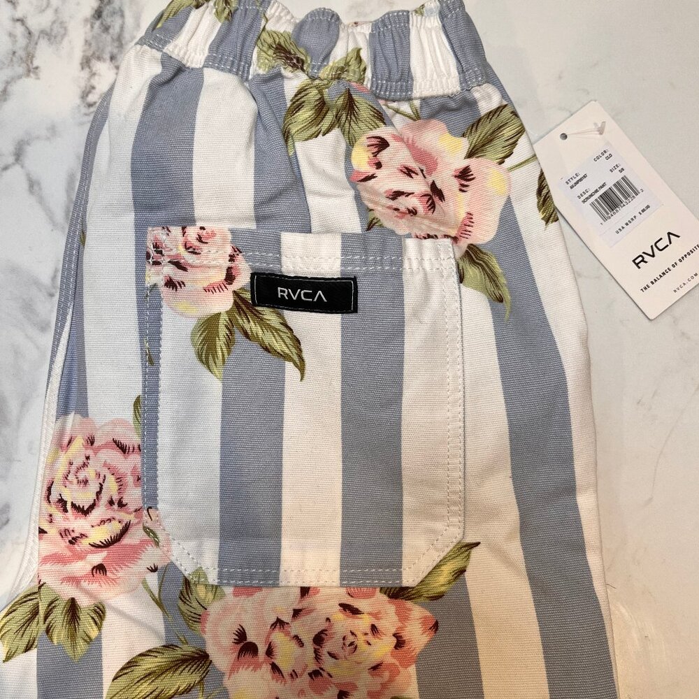 RVCA Womens Scrunchie Pant Size Small Floral Button Front Elastic High Waist